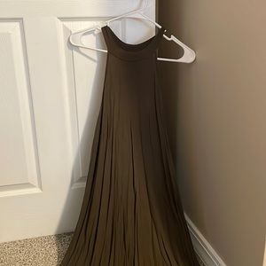 Olive green women’s halter swing dress